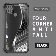 Ucuc Realme C21Y/C25Y Uyumlu Şeffaf Silikon Köşe Koruma Lens Korumalı Elektroplatlı Kenar Kılıf