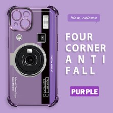 Ucuc iPhone 13 Uyumlu Şeffaf Silikon Köşe Koruma Lens Korumalı Elektroplatlı Kenar Kılıf