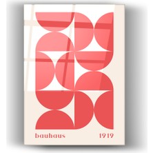 Cam Tablo Bauhaus 1919 Kırmızı Geometrik Desen Modern Duvar Dekorasyonu