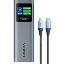 Vention Powerhive Serisi 27000MAH 140W Powerbank LED Ekranlı 3 Çıkışlı (2xusb-C + 1xusb-A) Hızlı Şarjlı Gri