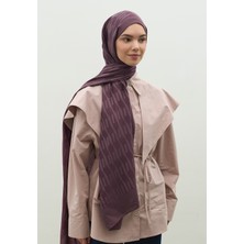 Fresh Scarfs Nara Pamuk Floş Jakarlı Şal Mürdüm