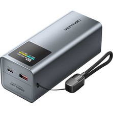 Vention Powerhive Serisi 20000MAH 100W Powerbank Tft Ekranlı 3 Çıkışlı (2xusb-C + 1xusb-A) Hızlı Şarj ve Askılı Kablo Tasarımlı Gri