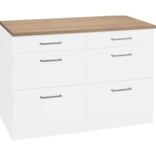 T Designo Ares Mutfak 6 Çekmeceli Alt Modül 120 cm Beyaz Tezgah Dahil