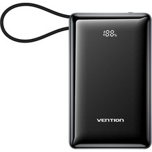 Vention Dash Serisi 20000MAH 65W Dahili Usb-C Kablolu Dijital Göstergeli Taşınabilir Hızlı Şarj Cihazı Laptop ve Telefon Uyumlu Gri