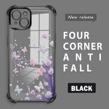 Ucuc iPhone 14 Plus Uyumlu Şeffaf Silikon Köşe Koruma Lens Korumalı Elektroplatlı Kenar Kılıf