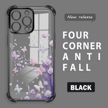 Ucuc iPhone 14 Pro Max Uyumlu Şeffaf Silikon Köşe Koruma Lens Korumalı Elektroplatlı Kenar Kılıf