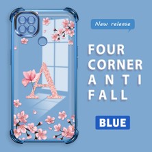 Ucuc Redmi 9c Uyumlu Şeffaf Silikon Köşe Koruma Lens Korumalı Elektroplatlı Kenar Kılıf