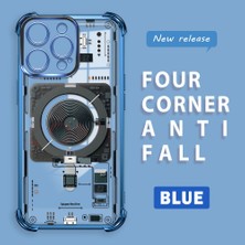 Ucuc iPhone 15 Pro Uyumlu Şeffaf Silikon Köşe Koruma Lens Korumalı Elektroplatlı Kenar Kılıf