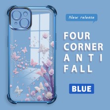 Ucuc iPhone 14 Plus Uyumlu Şeffaf Silikon Köşe Koruma Lens Korumalı Elektroplatlı Kenar Kılıf