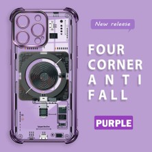 Ucuc iPhone 14 Pro Max Uyumlu Şeffaf Silikon Köşe Koruma Lens Korumalı Elektroplatlı Kenar Kılıf