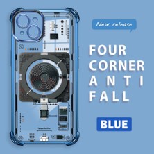 Ucuc iPhone 15 Plus Uyumlu Şeffaf Silikon Köşe Koruma Lens Korumalı Elektroplatlı Kenar Kılıf
