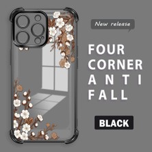 Ucuc iPhone 14 Pro Max Uyumlu Şeffaf Silikon Köşe Koruma Lens Korumalı Elektroplatlı Kenar Kılıf
