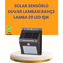 AyrStore 20 LED Güneş Enerjili Hareket Sensörlü Dış Mekan Duvar Lambası