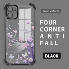 Ucuc iPhone 11 Uyumlu Şeffaf Silikon Köşe Koruma Lens Korumalı Elektroplatlı Kenar Kılıf