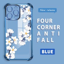 Ucuc iPhone 14 Pro Max Uyumlu Şeffaf Silikon Köşe Koruma Lens Korumalı Elektroplatlı Kenar Kılıf