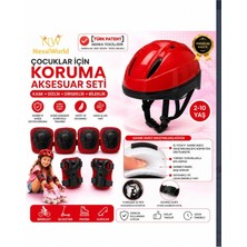 AyrStore Çocuk Kaskı ve Dizlik, Dirseklik Eldiven Set Kırmız/kırmızısiyah