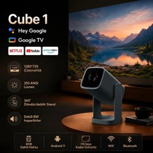 Wanbo Cube1 Projeksiyon Cihazı-Dahili Android TV 11.0 Widevine L1 sertifikalı & 8W Hoparlör -Koyu yeşil
