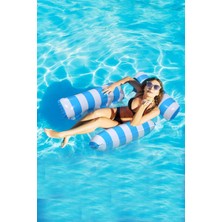 Craftivio Fileli 3 Yastıklı Premium Deniz Havuz Hamağı 4 Fonksiyonlu Havuz Deniz Yatağı 120X122 cm
