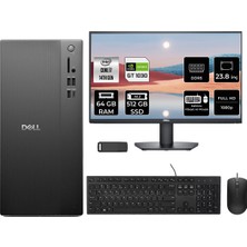 Dell Pro Tower Essential QVT1260 Core I7 14700 Gt 1030 4gb 64GB Ram 512GB SSD 23.8" Fhd Freedos BTO014QVT1260P733 Masaüstü Bilgisayar + Per4 USB Bellek