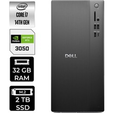 Dell Pro Tower Essential QVT1260 Core I7 14700 Rtx 3050 6gb 32GB Ram 2tb SSD WIN11 Home BTO014QVT1260P507 Masaüstü Bilgisayar + Per4 USB Bellek