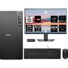 Dell Pro Tower Essential QVT1260 Core I7 14700 Rx 550 4gb 32GB Ram 2tb SSD 23.8" Fhd Freedos BTO014QVT1260P667 Masaüstü Bilgisayar + Per4 USB Bellek