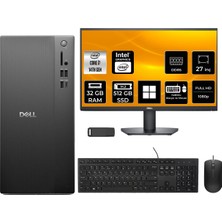 Dell Pro Tower Essential QVT1260 Core I7 14700 32GB Ram 512GB SSD 27" Fhd WIN11 Home BTO014QVT1260P925 Masaüstü Bilgisayar + Per4 USB Bellek
