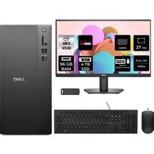 Dell Tower Essential QVT1260 Core I5 14500 Rx 550 4gb 96GB Ram 4tb SSD 27" Fhd Freedos BTO005BQVT1260P980 Masaüstü Bilgisayar + Per4 USB Bellek