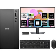 Dell Tower Essential QVT1260 Core I5 14500 Rtx 3050 6gb 32GB Ram 512GB SSD 27" Fhd WIN11 Home  BTO005BQVT1260P1105 Masaüstü Bilgisayar + Per4 USB Bellek