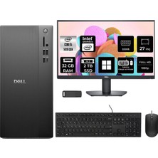 Dell Tower Essential QVT1260 Core I5 14500 32GB Ram 2tb SSD 27" Fhd WIN11 Home BTO005BQVT1260P927 Masaüstü Bilgisayar + Per4 USB Bellek
