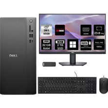 Dell Tower Essential QVT1260 Core I5 14500 Rx 550 4gb 32GB Ram 2tb SSD 23.8" Fhd WIN11 Home BTO005BQVT1260P687 Masaüstü Bilgisayar + Per4 USB Bellek