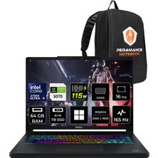 MSI Msı Crosshair 16 Max Hx Ultra 9 275HX Rtx 5070 12GB 115W 64GB Ram 4tb + 4tb SSD 16″ Qhd+ (2560 x 1600) OLED 165Hz WIN11 Home E2WGXK043TRP402 Gaming Laptop + Per4 Çanta