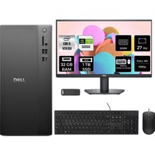Dell Tower Essential QVT1260 Core I5 14500 Rtx 5050 8gb 32GB Ram 1tb SSD 27" Fhd Freedos  BTO005BQVT1260P1146 Masaüstü Bilgisayar + Per4 USB Bellek