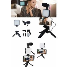 Shoplet Telefon Tutucu Mikrofonlu Işıklı Youtuber Video Kayıt