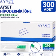 Ayset Yeşil Iğne Ucu 21G (0.80×38MM)-300 Adet