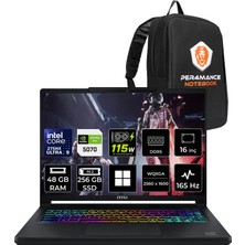 MSI Msı Crosshair 16 Max Hx Ultra 9 275HX Rtx 5070 12GB 115W 48GB Ram 256GB SSD 16″ Qhd+ (2560 x 1600) OLED 165Hz WIN11 Home E2WGXK043TRP391 Gaming Laptop + Per4 Çanta
