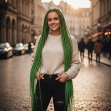 ALFA AKSESUAR 03 Afrika Örgüsü ve Rasta Için Sentetik / Yeşil