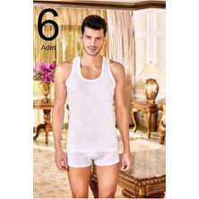 Berrak Erkek Beyaz Pamuk Atlet 6 Lı  1004-BEYAZ-2XL