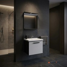 Kale Gris 65 cm Set Siyah Gri (Lavabo Dolabı + Ayna)