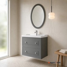 Kale Miro 80 Cm Mat Gri Banyo Dolabı Takımı