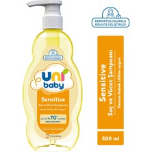 Uni Baby Sensitive 500 ml Saç ve Vücut Şampuanı Hassas Ciltler İçin Dermatolojik Olarak Test Edilmiş