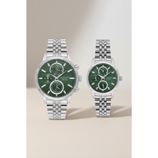 Metalik Yeşil Kadran Erkek 42 mm Kadın 31 mm Çelik Kasa/kordon 5 Atm Su Geçirmez Sevgili Çift Saati