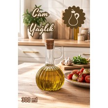 Porsima LM-0010 Breze Mantar Kapaklı Borosilikat Cam Yağlık Sirkelik Yağdanlık 300ML