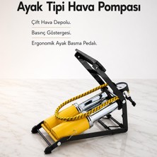 Nzb Kalın Pistonlu Ayak Tipi Hava Pompası Göstergeli Çift Hava Depolu Teker Araç Bisiklet Top Pompası