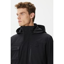 Lacoste Hooded Outdoor Men's Jacket Black Erkek Çıkarılabilir Kapitone Yelekli Erkek Mont Siyah