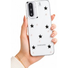 Coolacs Samsung Galaxy A27 Uyumlu Kılıf Simli Parlak Yıldız Desenli Telefon Kılıfı Kapak