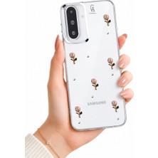 Coolacs Samsung Galaxy A27 Uyumlu Kılıf Simli Parlak Lale Desenli Telefon Kılıfı Kapak
