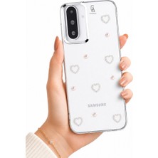 Coolacs Samsung Galaxy A27 Uyumlu Kılıf Simli Parlak Boş Kalp Desenli Telefon Kılıfı Kapak