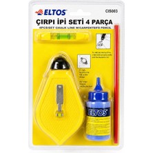 Eltos 4 Parça Çırpı Ipi Seti Tebeşirli Şakül Ipi Marangoz Çizgi Çektirme Seti Su Terazili