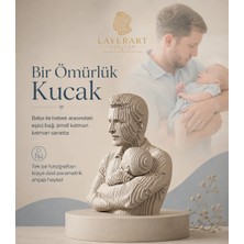 Layerart Atelier Kişiye Özel Fotoğrafdan Heykele Parametrik Ahşap Heykel 25CM - Babalar Günü Hediyesi - Oturma Odası Dekoru