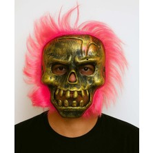 ALFA AKSESUAR 03 Wild Skull - Bakır Kafatası Pembe Saçlı Iskelet Maske